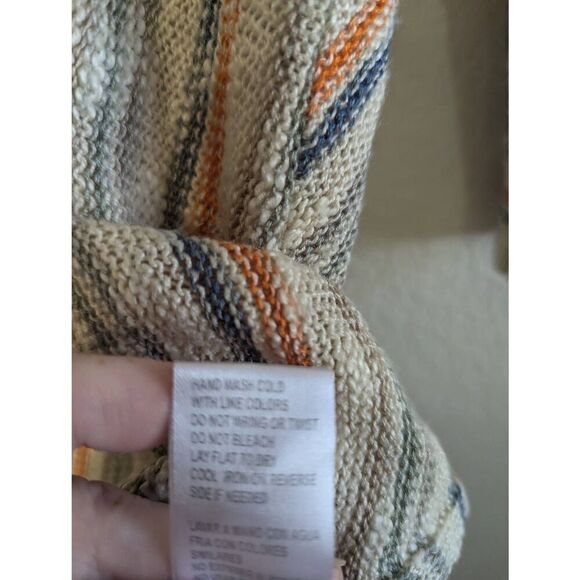 Democracy‎ Sweater Womens L Striped Fall Preppy Momcore Cozy Open Knit Pullover - Picture 5 of 13